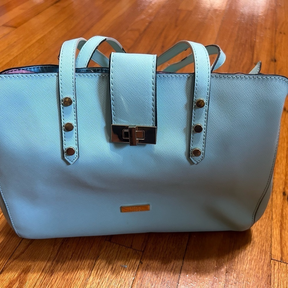Trina Turk satchel purse bag, mint/turquoise, Pre owned And Flawed